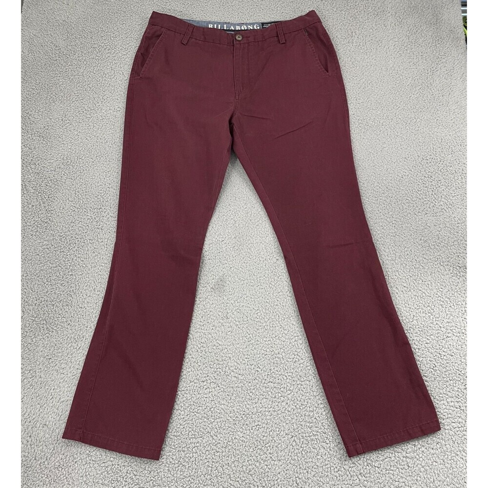 Billabong Carter Pants Men 36x34‎ Burgundy Flat Front Straight Leg Regular Chino
